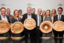 All of the winners from the Confor Awards 2024, including Rodney Shearer of Elsoms Trees won the top award for Dedicated Service to Forestry (centre)