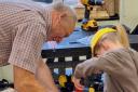 Llanfyllin Shed working on a community project in partnership with Montgomeryshire Wildlife Trust.