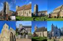 From top left, clockwise, the eight churches in and Hunstanton and Saxon Shore Benefice: