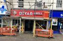 There is now scaffolding around the abandoned Diyar BBQ Grill Turkish kebab outlet in Fore Street, Trowbridge.