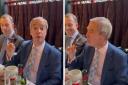 Nigel Farage drinks a glass of wine in a video message endorsing lunch