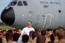 Prime Minister Sir Keir Starmer speaks to soldiers at RAF Akrotiri, Cyprus