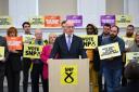 First Minister John Swinney delivers a speech in Glasgow on the General Election campaign trail in June