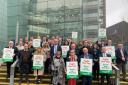 Conservative Suffolk County councillors, Mo Metcalf-Fisher from the Countryside Alliance, and Glenn Buckingham, NFU Suffolk chair, staged a demonstration outside Endeavour House (Image: Suffolk County Council)