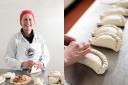 Professional baker Jackie Tonkin of the Cornish Pasty Association shows how to crimp a Cornish pasty