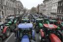 Tractors parked on Whitehall during a protest by farmers in Westminster