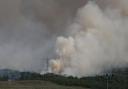 Huge wildfire that is burning on the hills near Cannich in the Scottish Highlands