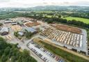 An aerial image of the BSW timber sawmill site near Newbridge-on-Wye