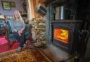 Ann Quinton of Elvanfoot with her wood-burning stove STY VA..Picture Gordon Terris Herald & Times..24/5/24.