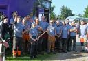 Competitors gathered prior to the start of the event with Alice Buttress carrying the Tom Jones Claymore Trophy.