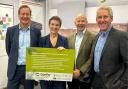 Stuart (left) with Mary Creagh and David Robertson, Director of Investment & Business Development at Scottish Woodlands (2nd right)  and David Leslie, Joint Managing Director, James Jones & Sons (right) taken at Labour conference in Liverpool