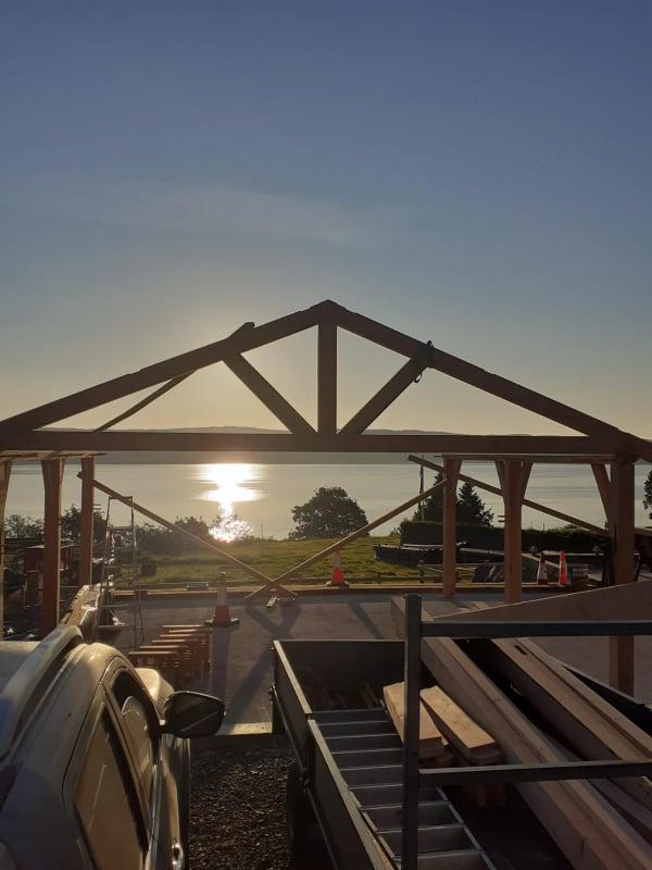 Forestry Journal: The finished beams put to work in the car port construction.