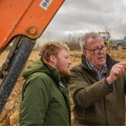 Jeremy Clarkson, right, and his Clarkson's Farm co-star Kaleb Cooper