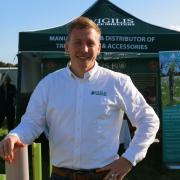 Olly Beech on the Vigilis Tree Shelters stand.