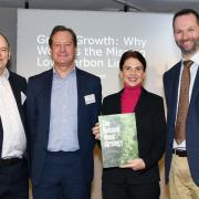 L-R: Andy Leitch; Confor’s Stuart Goodall; Trudy Harrison MP; Tom Barnes at 2023's conference