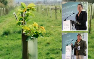 Speakers included forestry minister Mary Creagh, top, and Neil Macdonald  of Orchard Park Farm.